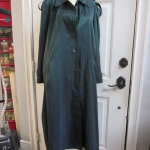 Vtg DEGREES  OSM Metallic Forest Green  women's Maxi Trench coat Sz L